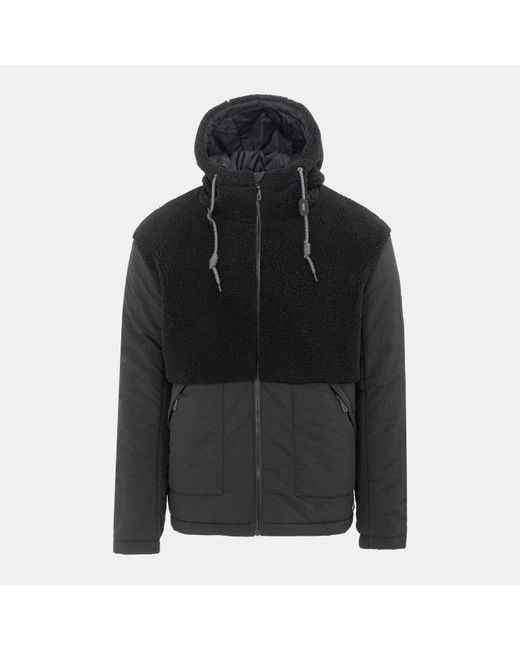 SoulCal & Co California Black Soul Sherpa Hooded Long Sleeve Hybrid Jacket for men
