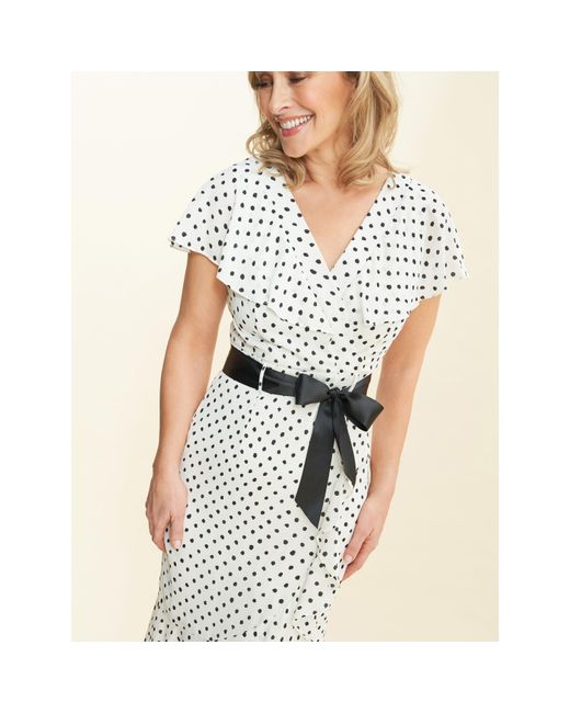 Gina Bacconi Natural Fina Georgette Wrap Dress With Frills