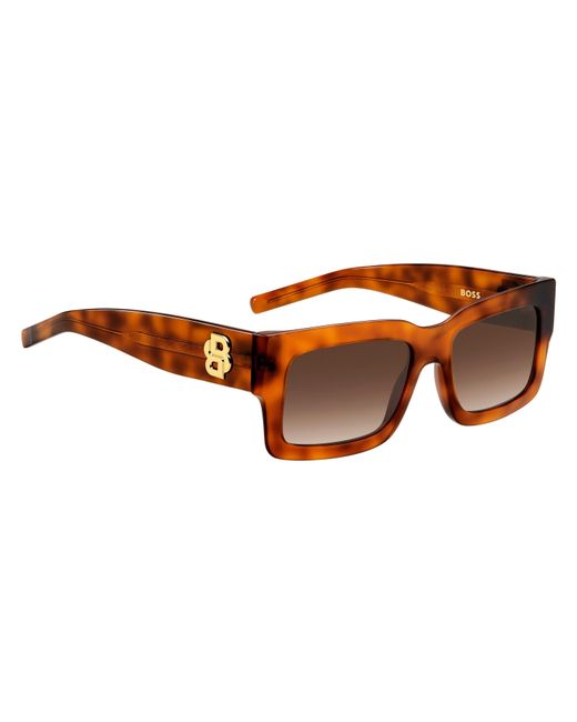 Boss Brown Rectangular Round Sunglasses