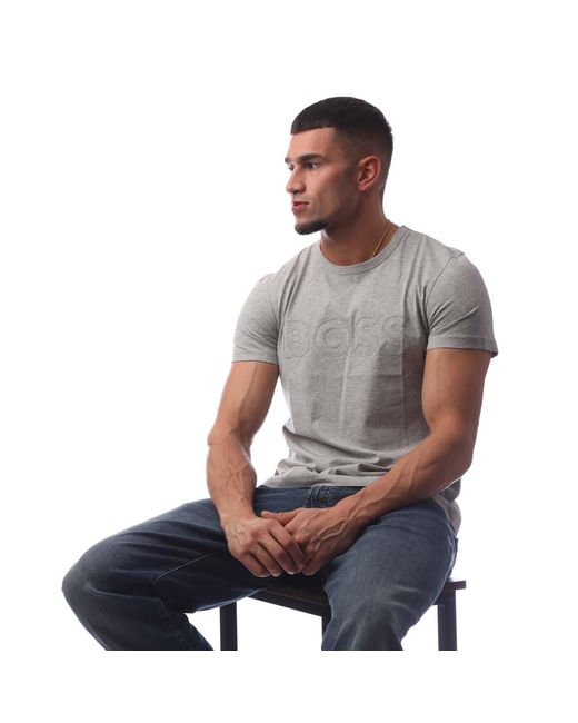 Boss Gray Teebo Regular Fit T-Shirt for men