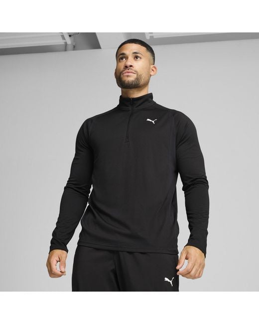 PUMA Black Tad Qz Long Sleeve Performance Gym Top for men