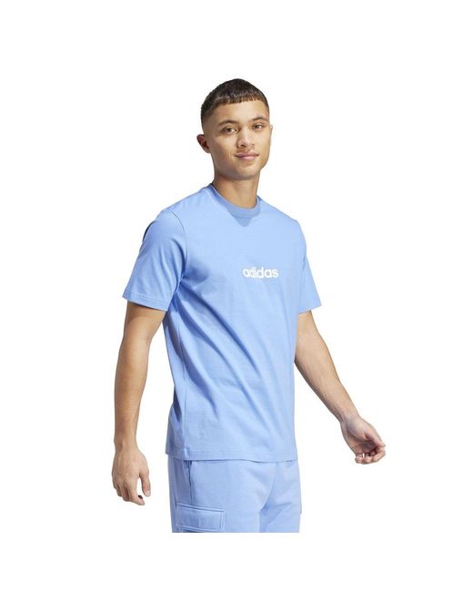 Adidas Blue Essentials Single Jersey Logo T-Shirt for men
