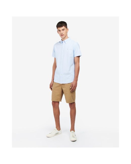 Barbour Blue Oxford Short Sleeve Tailored Shirt for men