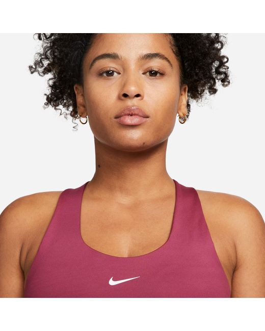 Nike Red Swoosh Medium-Support Padded Sports Bra Tank