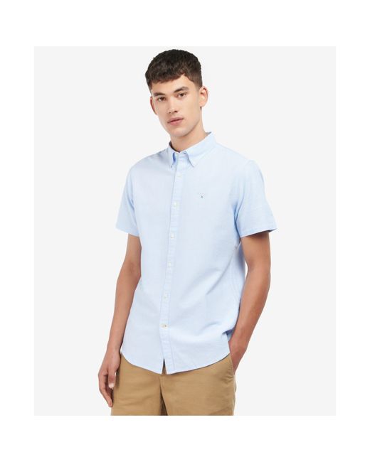 Barbour Blue Oxford Short Sleeve Tailored Shirt for men