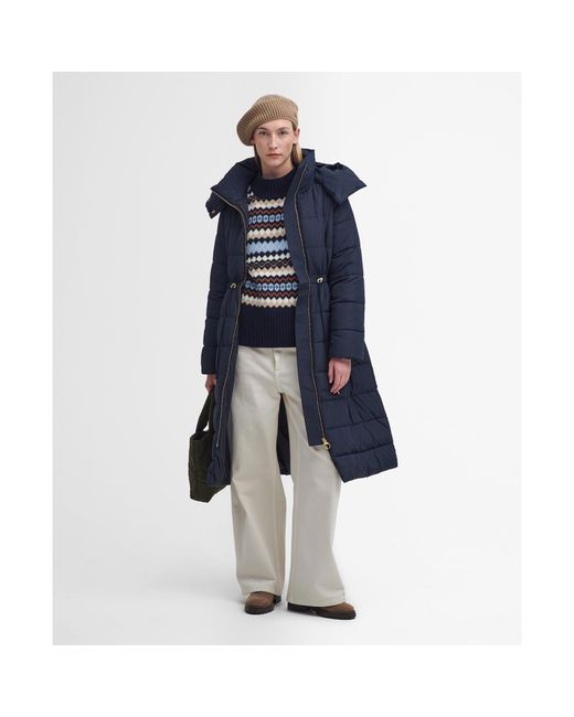 Barbour Blue Mannue Longline Quilted Jacket