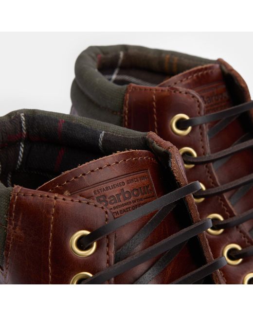 Barbour Brown Tiler Moc Flat Ankle Boots for men
