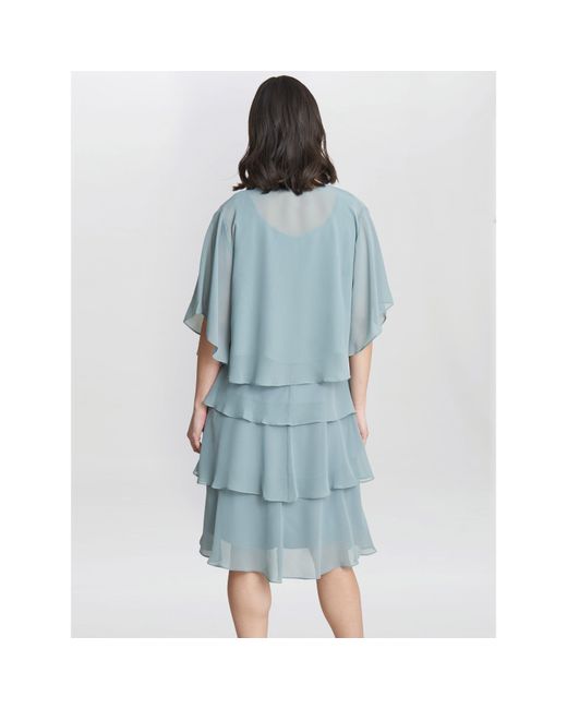 Gina Bacconi Blue Toni Chiffon Tier Jacket Dress