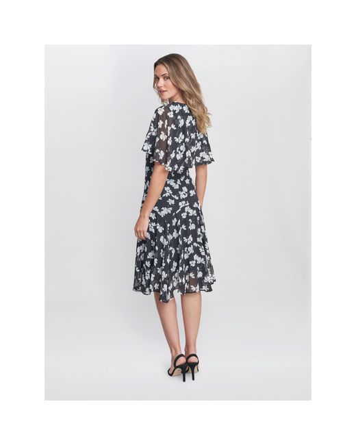 Gina Bacconi Blue Annette Chiffon Jersey Dress