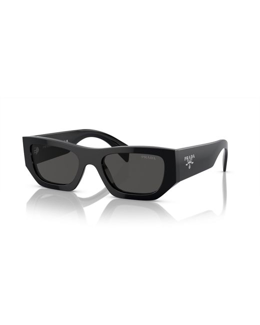 Prada Black Logo Rectangular Sunglasses