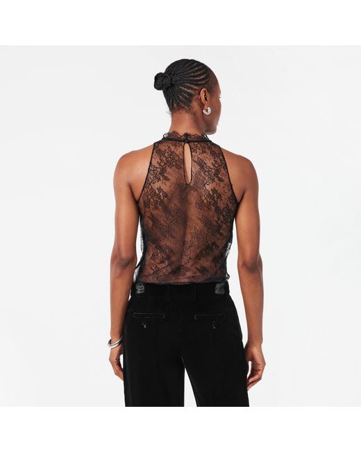 McQueen Gray Sleeveless Lace Top