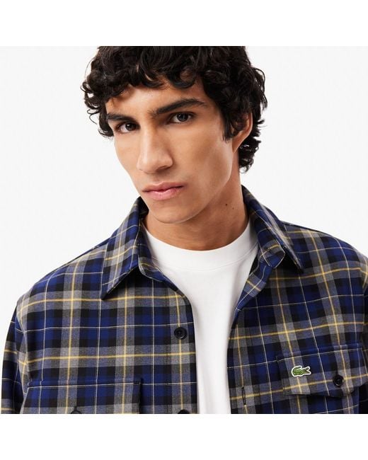 Lacoste Blue Oversize Checked Overshirt for men