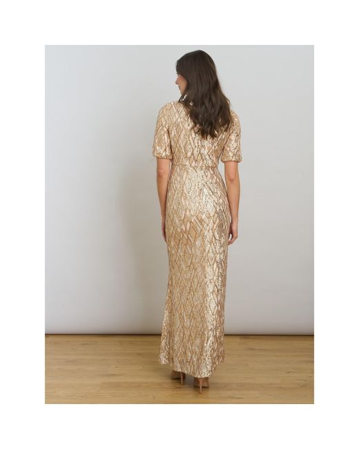 Gina Bacconi Natural Pat Sequin Maxi Dress
