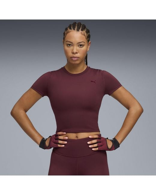 PUMA Purple Shape Baby Tee Short Sleeve Performance Gym Top