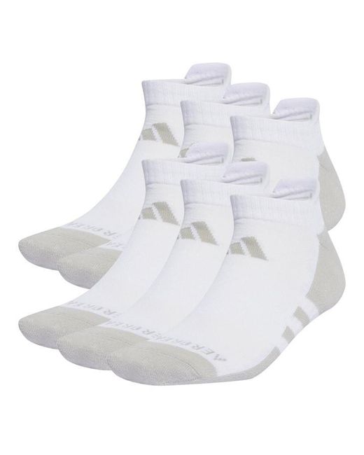 Adidas White Aeroready Low Cut 6 Pack Socks Ld00