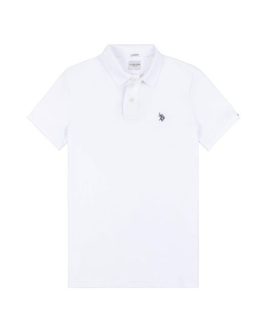U.S. POLO ASSN. White Pique Polo Top for men