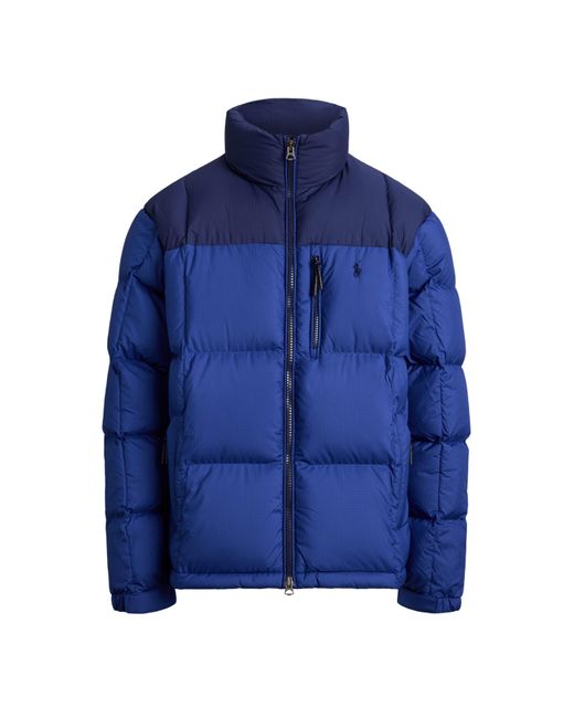 Polo Ralph Lauren Blue El Cap Waterproof Duck Down Detachable Hood Short Puffer Jacket for men