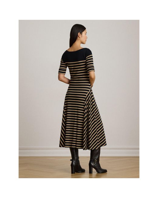 Ralph Lauren Black Boat-Neck Jersey Midi Dress