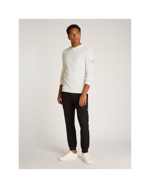 Calvin Klein White Waffle Long Sleeve Top for men