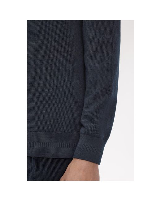 Fred Perry Blue Pique Crew Neck Jumper for men