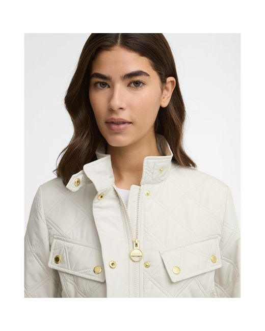 Barbour White Halsey Long Sleeve Quilted Jacket