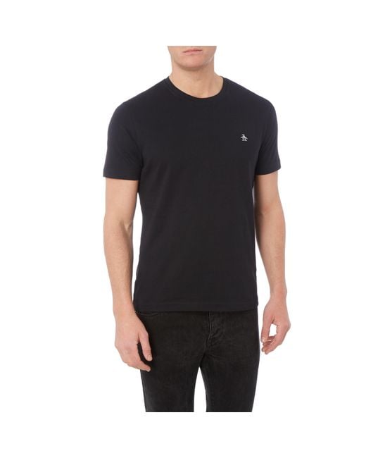 Original Penguin Black Pin Point Embroidered T-Shirt for men
