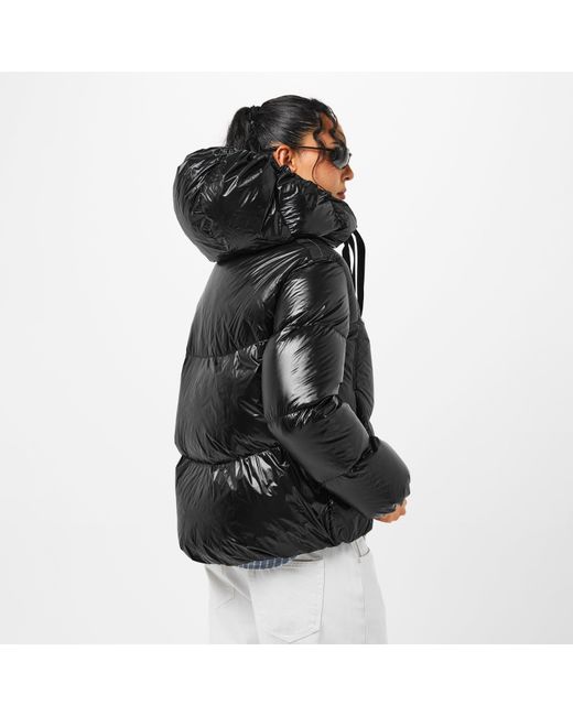 Parajumpers Black Water Flower Hooded Water Resistant Windproof Duck Down Short Puffer Jacket