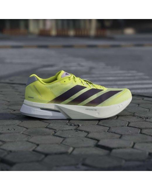 Adidas Yellow Adizero Boston 13 Road Running Shoes for men