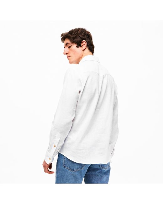Jacob Cohen White Western Linen Long Sleeve Cowboy Shirt for men