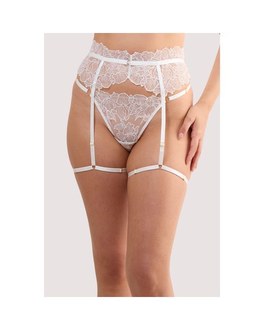 Playful Promises Pink Willow Floral Embroidery Suspender Belt