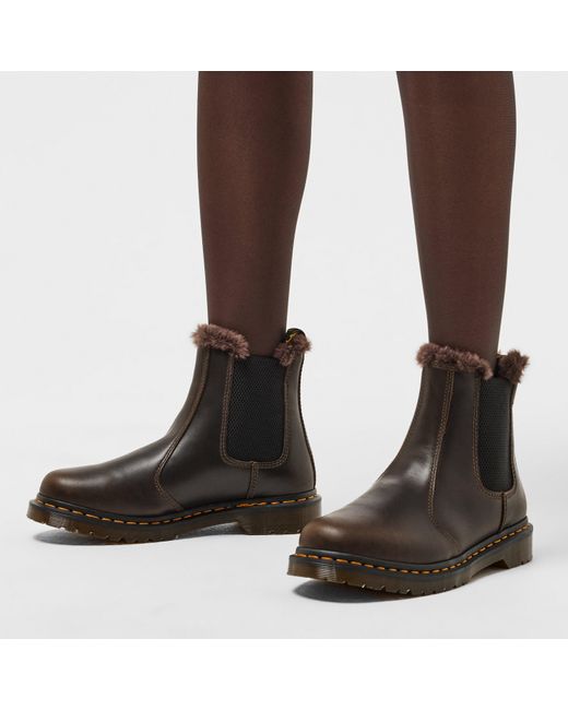 Dr. Martens Brown 2976 Leonore Fur Lined Chelsea Boot