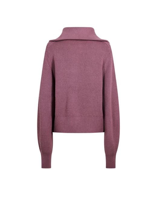 Varley Purple Maura Knitted Crew Neck Jumper
