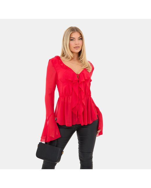 I Saw It First Red Ruffle Top