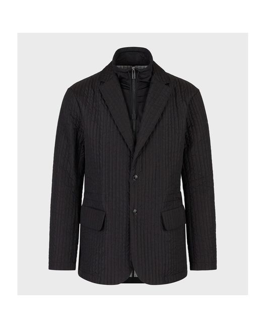 Emporio Armani Black Quilted Blazer for men