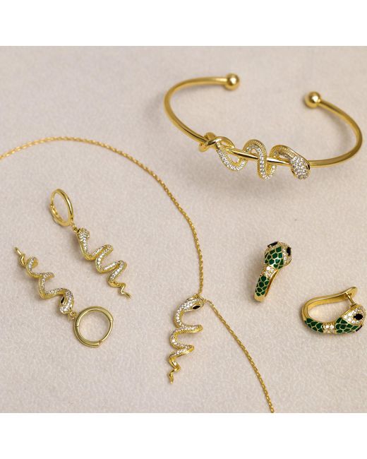Inicio Blue 14K Plated And Cz Snake Set