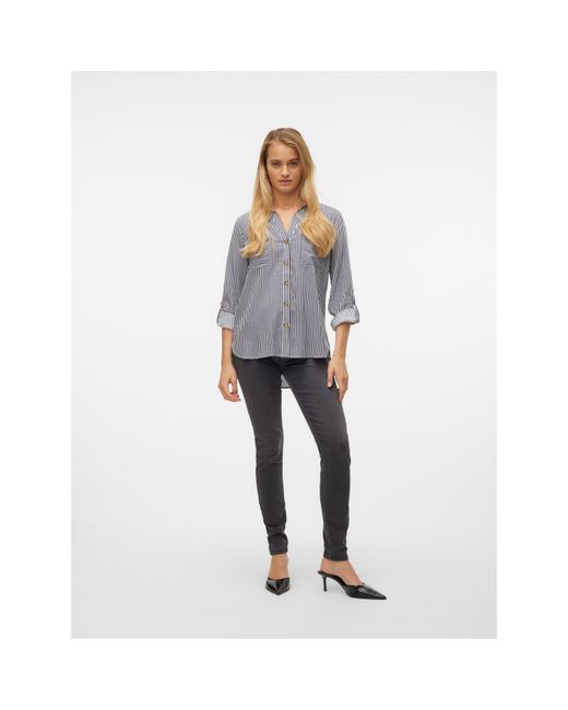 Vero Moda Gray Long-Sleeve Plain Shirt