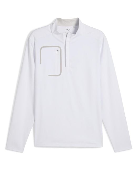 PUMA White Cloudspun Tech 1/4 Zip Jumper for men