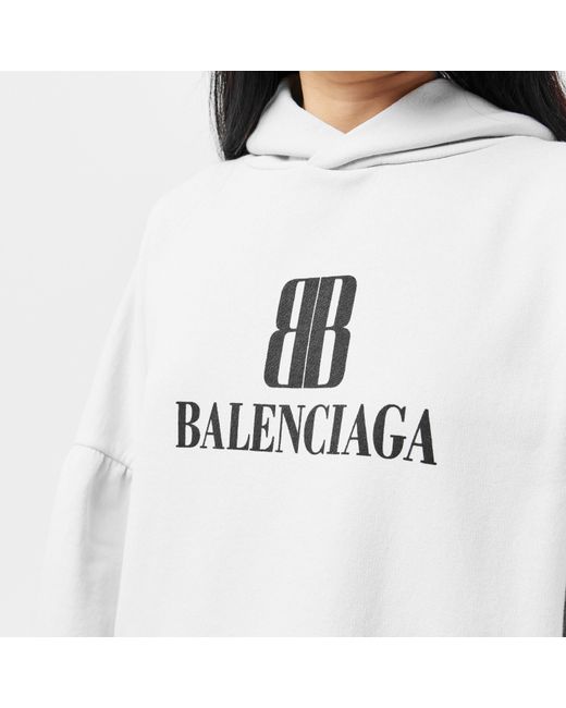 Balenciaga White Pull Over Relaxed Fit Hoodie
