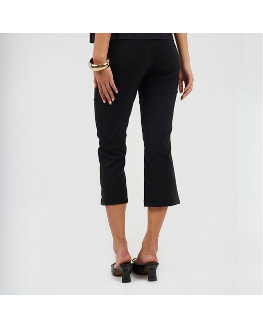 Brave Soul Black Bs Ladies Capri Trousers With Split Hem Detail