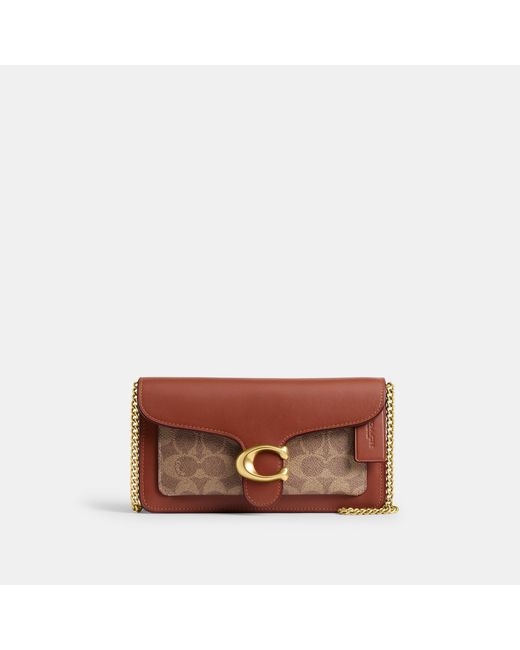 COACH Tabby Chain Clutch Bag in Brown | Lyst UK