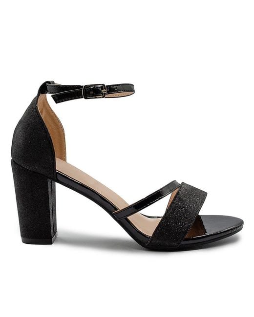 Where's That From Black Glitter Perla Mid Block Heel Sandals