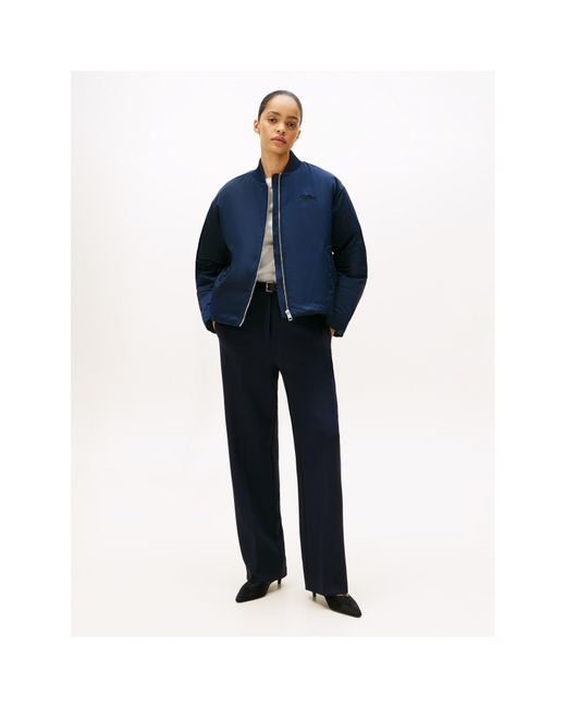 Tommy Hilfiger Blue Ribbed Trim Zip-Through Bomber Jacket