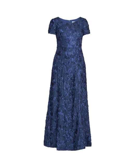 Gina Bacconi Blue Nancy Gown With Rosette Sequin Detail