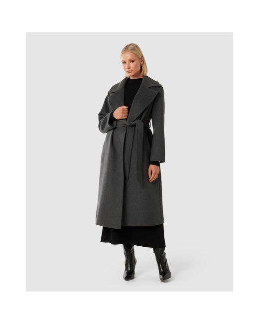 Forever New Black Priya Wrap Overcoat