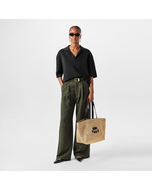 AMI Black Short Sleeve Polo Shirt