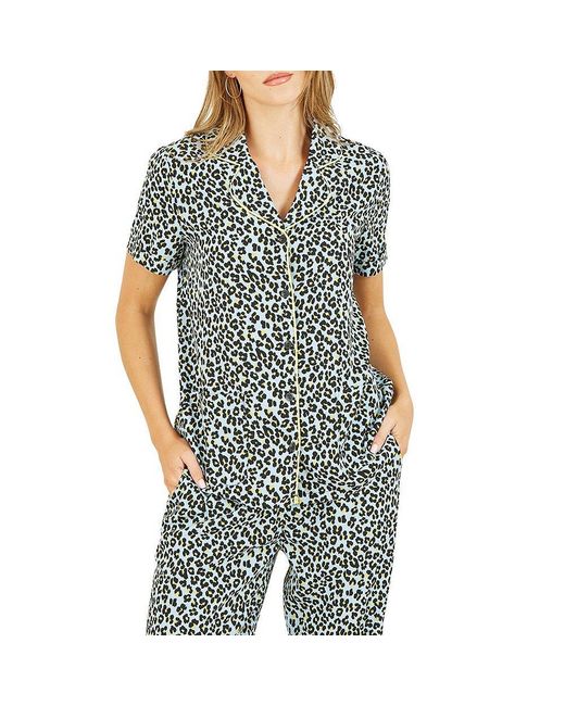 Yumi' Blue Leopard Print Pyjamas
