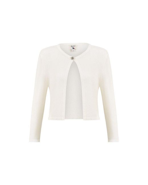 Yumi' Green Diamante Button Cropped Cardigan