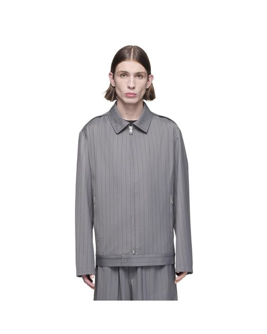 Y-3 Gray Full Zip Stripe Harrington Jacket for men