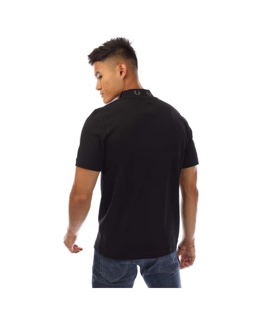 Fred Perry Black Laurel Wreath High Neck T-Shirt for men