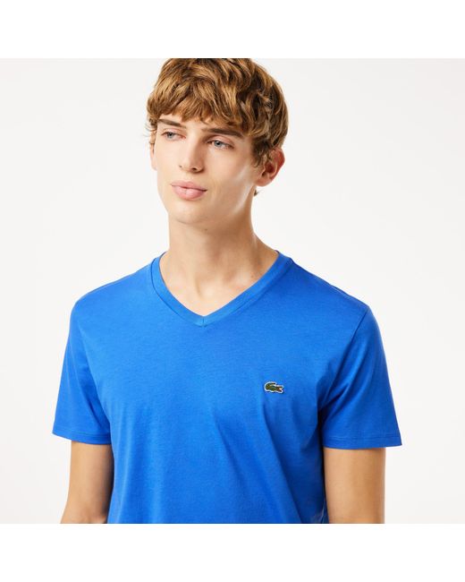 Lacoste Blue V Neck Tee Sn99 for men